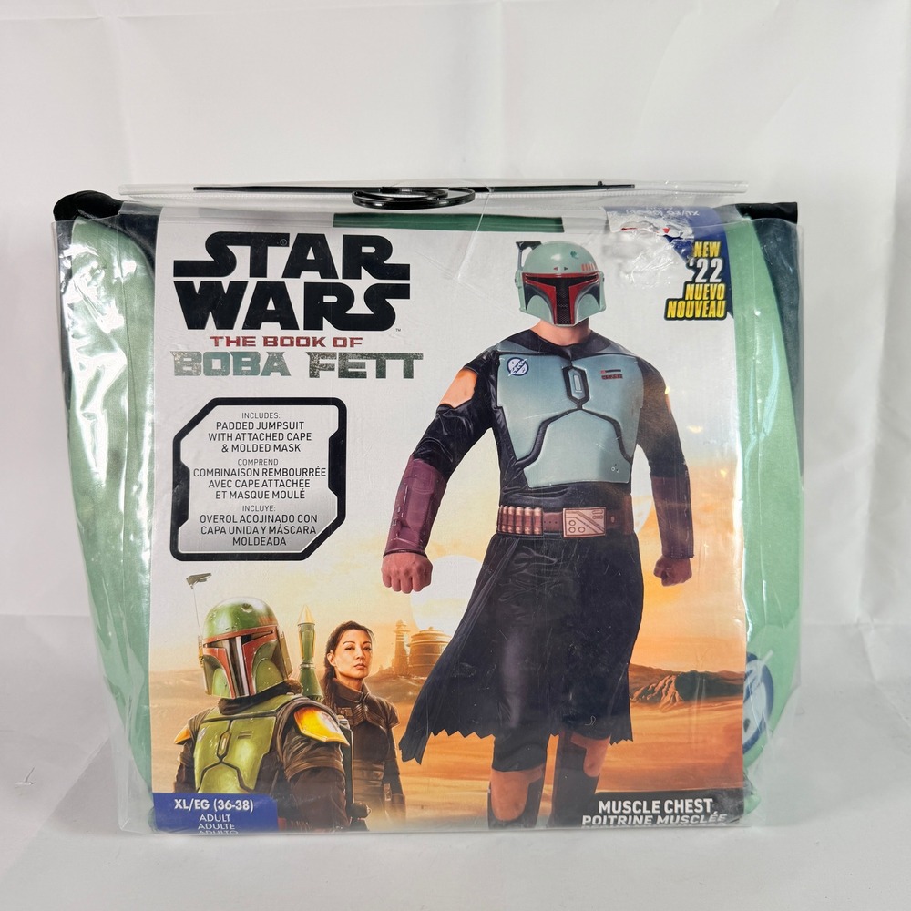 Star Wars Book of Boba Fett Adult Costume XL 36-38 Jazwares Muscle Chest Mask